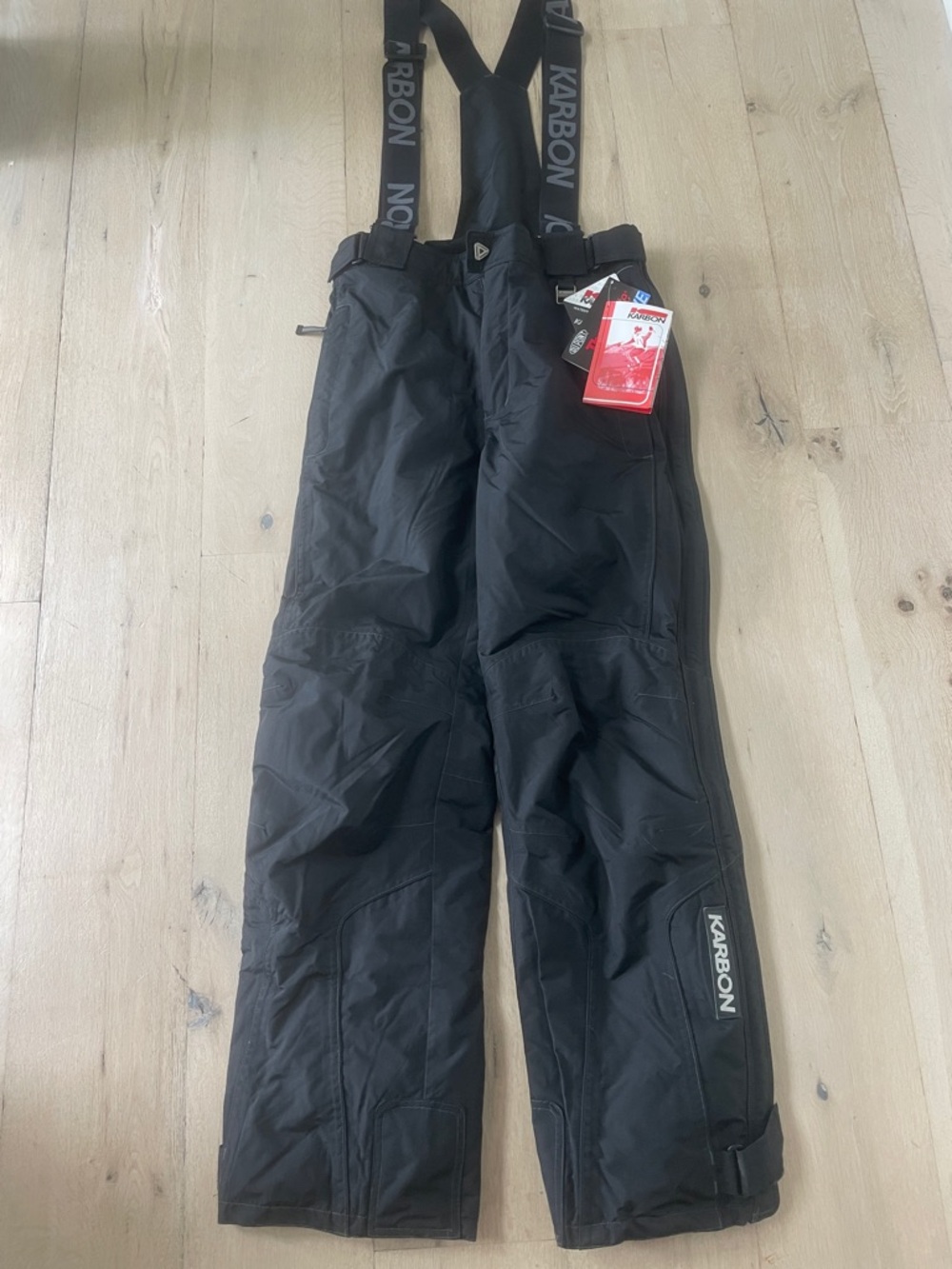 NWT Karbon Black Snow Ski Pants With Removable Bibs - MSRP $275